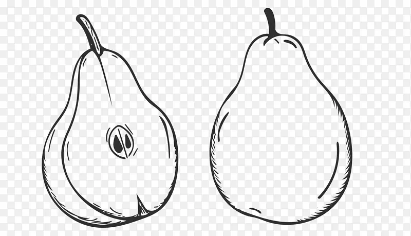 卡通手绘鸭梨水果