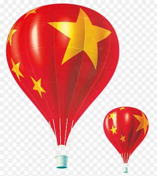 红黄色漂浮的五星气球