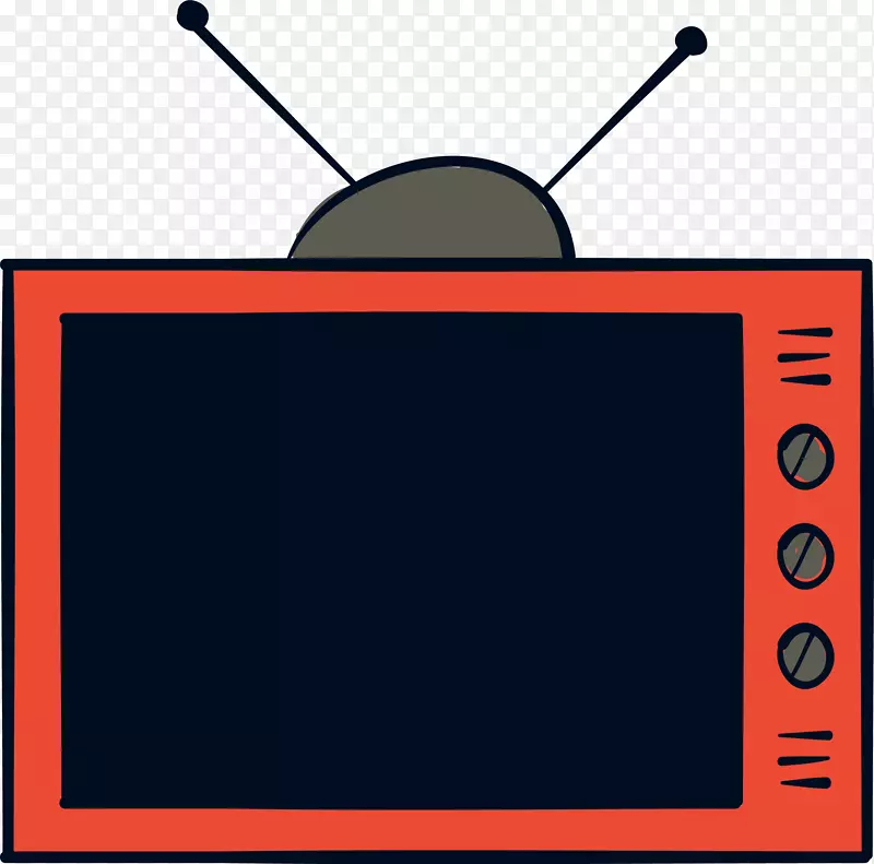 卡通古老红色电视机