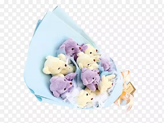 紫色小熊花束