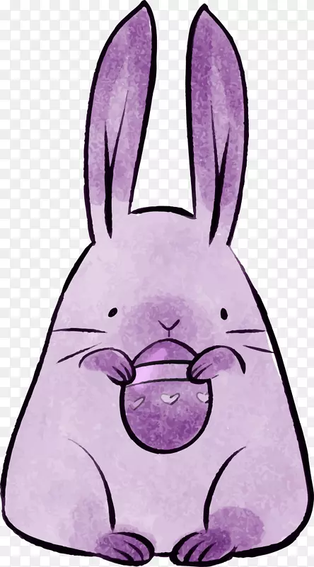 水彩动物紫色兔子
