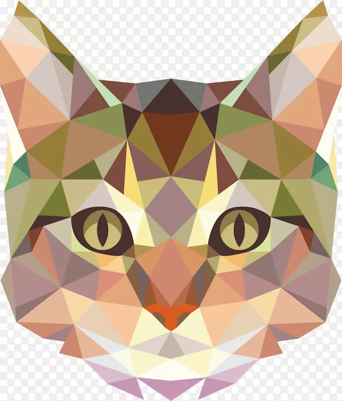 矢量立体三角形猫头装饰