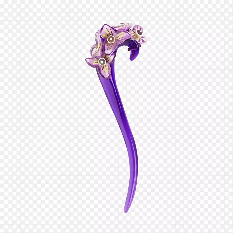 紫色花朵蛇形发簪