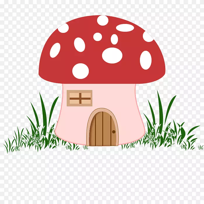 红色卡通蘑菇小屋
