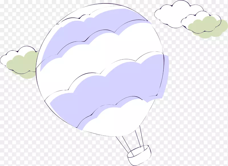紫色卡通热气球云朵装饰图案