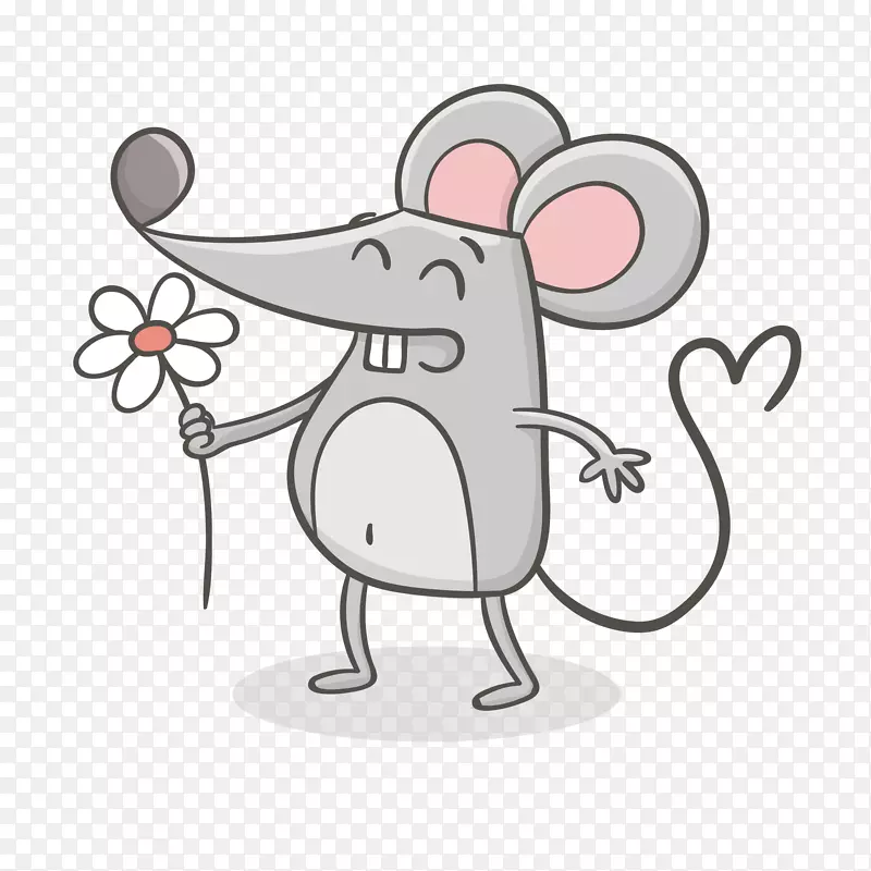 简约设计花朵小老鼠