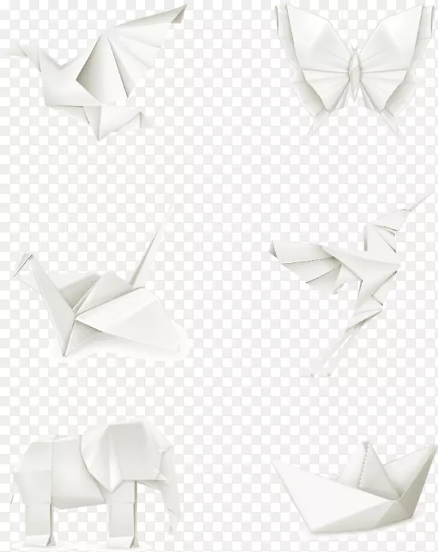 矢量白色折纸动物
