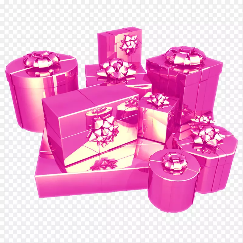 各种形状的紫色礼品盒子