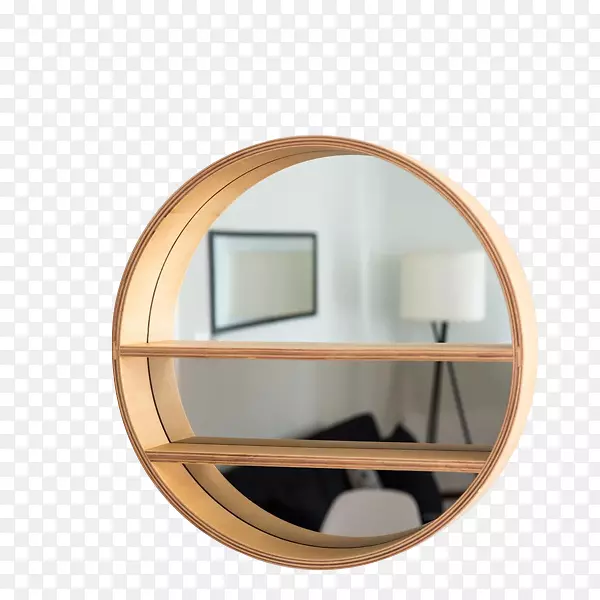 木头边框圆镜