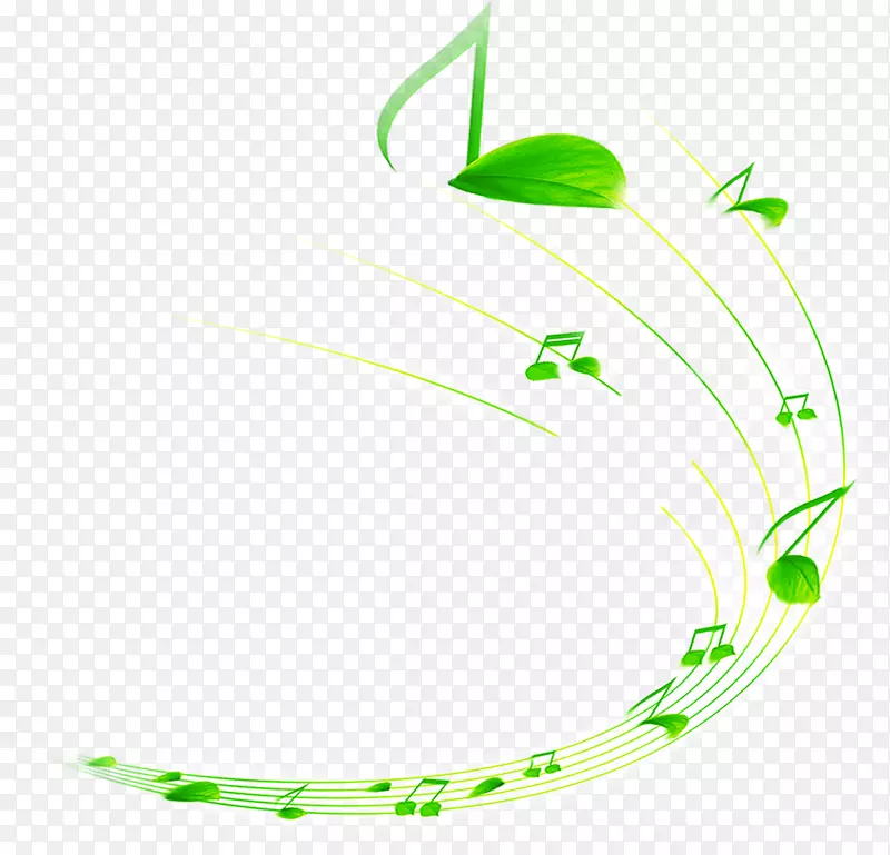 绿色树叶卡通音符