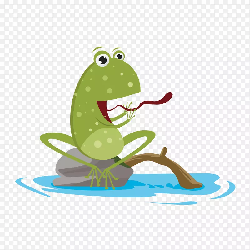 绿色青蛙捕食昆虫元素
