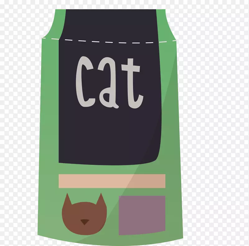 一袋矢量绿色猫粮
