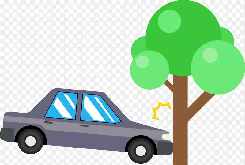 撞树上的小汽车图