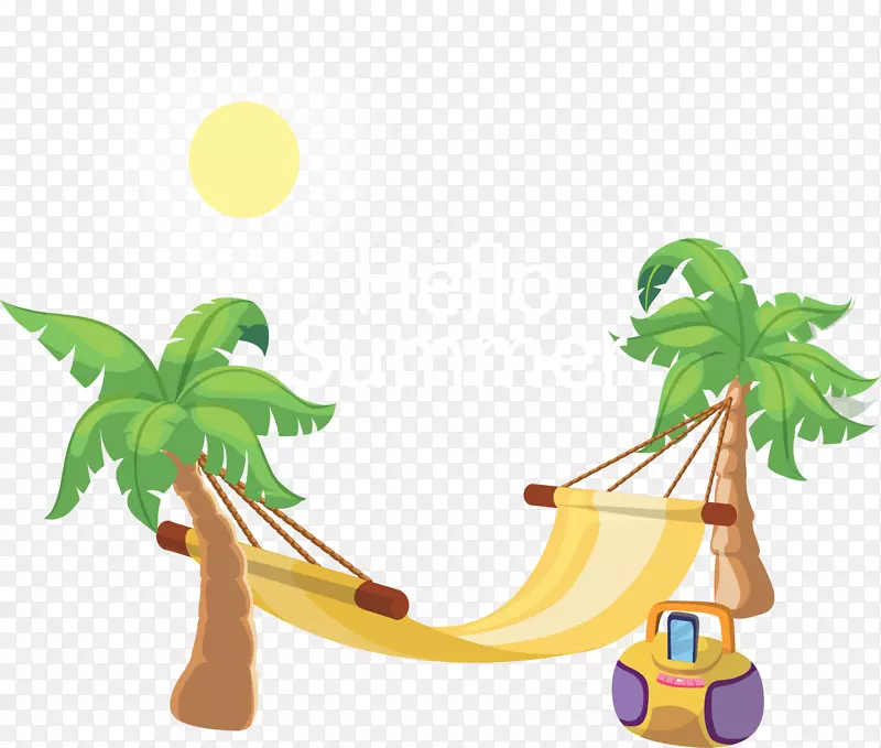 海边度假椰子树吊床