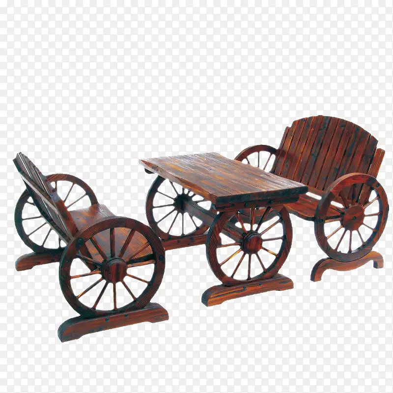 碳化木车轮桌椅组合