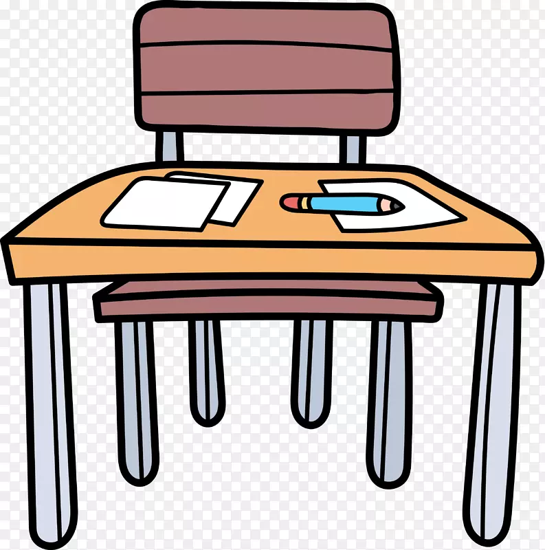 手绘教室课桌桌椅