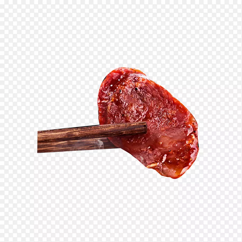 筷子夹单片美味烤肠