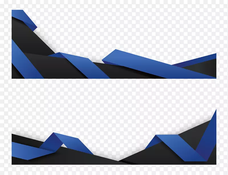 蓝色折纸装饰横幅