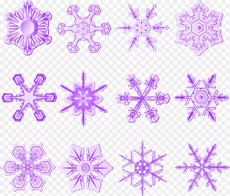 雪花冰晶紫色梦幻矢量素材