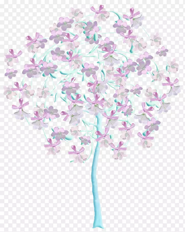 唯美蓝色枝干紫色花卉