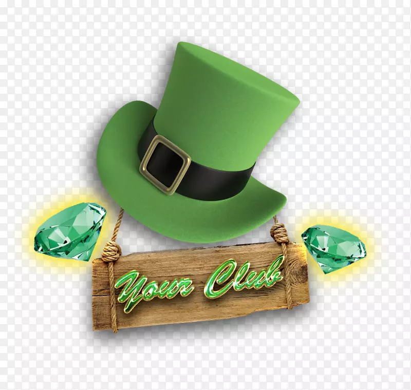 绿色的帽子钻石装饰图案免抠素材