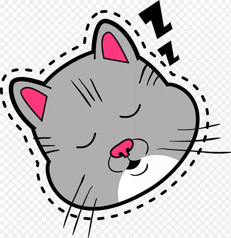 卡通灰色猫咪头像贴纸