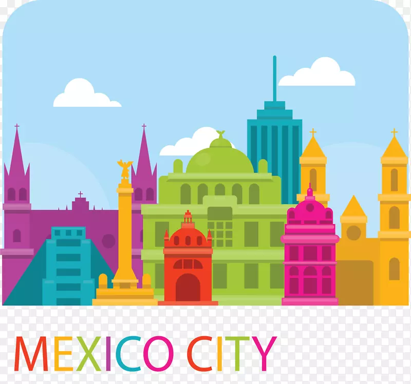 墨西哥城市彩色建筑