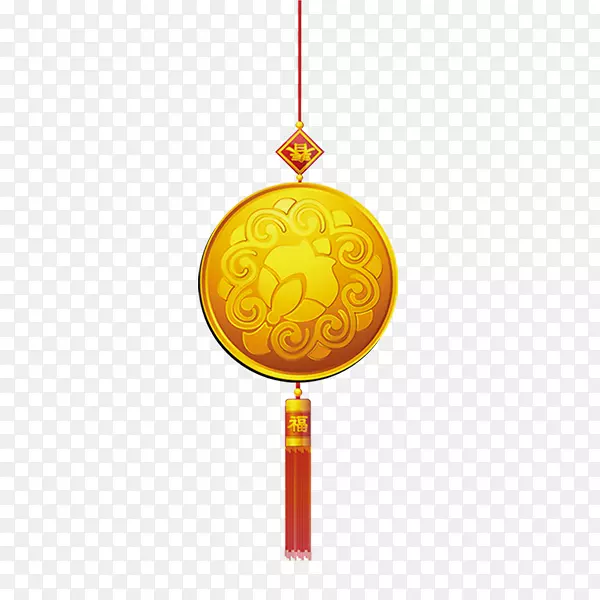 春节元旦元宵黄色圆形中国结