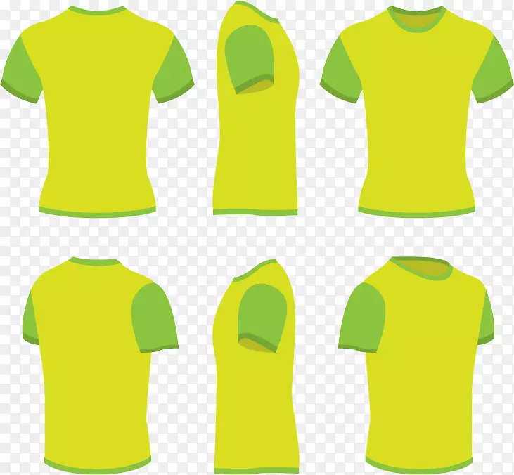 多角度绿色T恤设计矢量素材