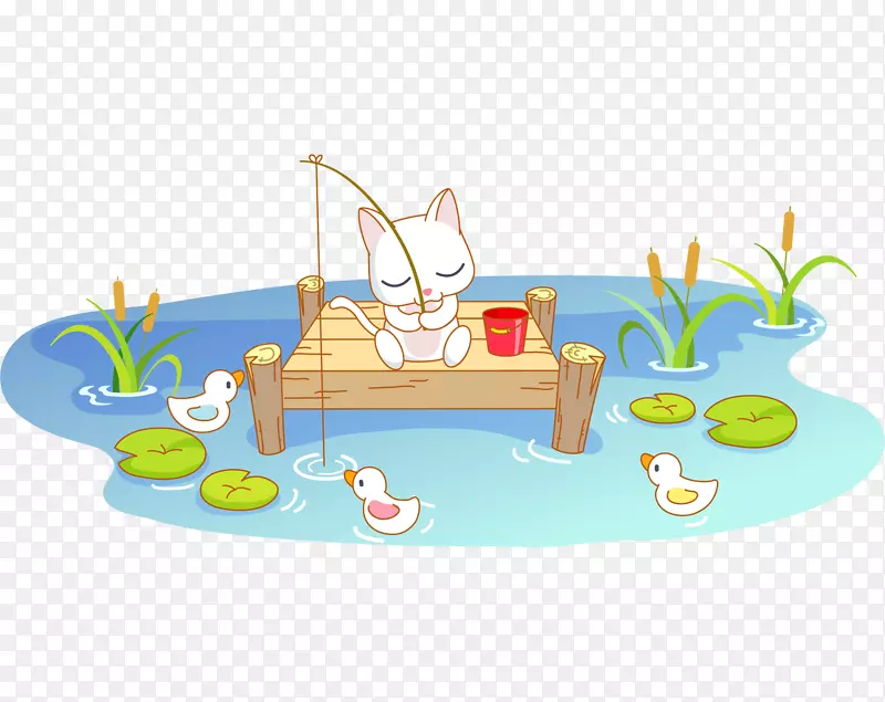 小白猫钓鱼