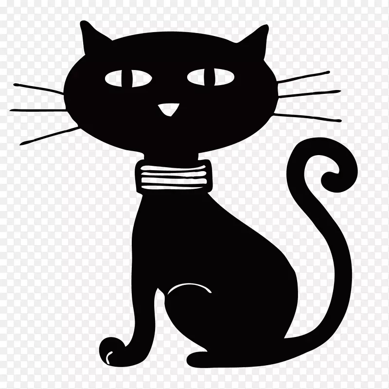 黑色圆弧小猫元素