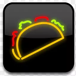 汉堡卡通霓虹灯风格图标
