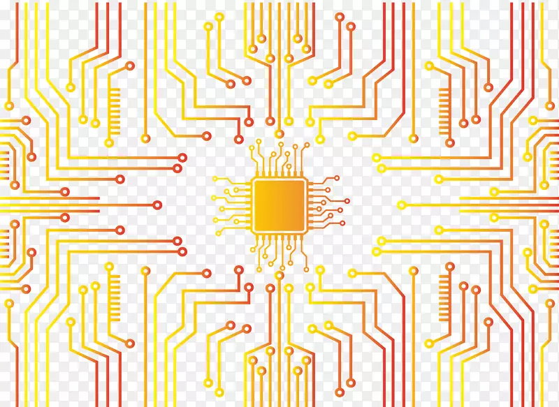 矢量金色渐变芯片电路板纹路