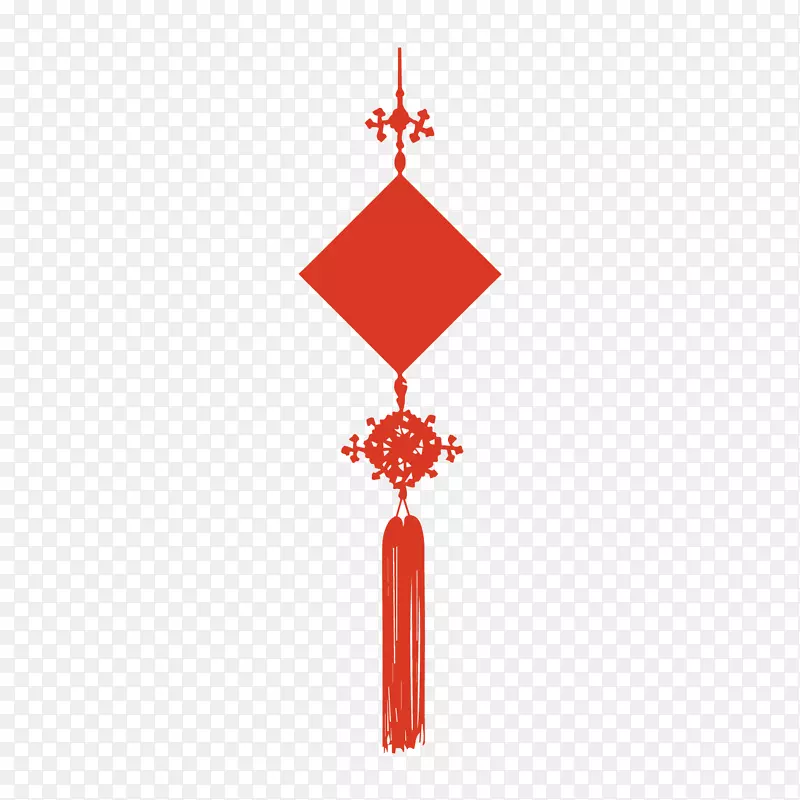 红色方格装饰中国结元素