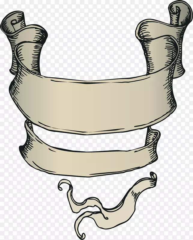 矢量手绘复古欧式标签丝带图案