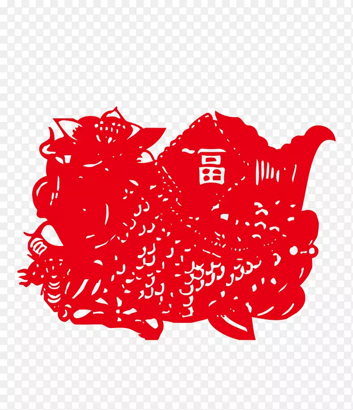 2017红色福字剪纸矢量图