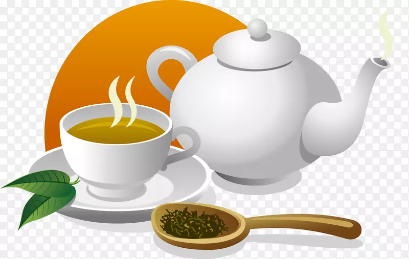 卡通绿茶饮品素材图