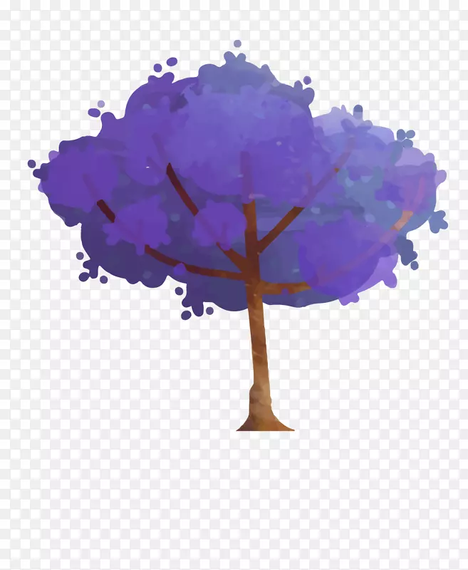 卡通手绘紫色的大树