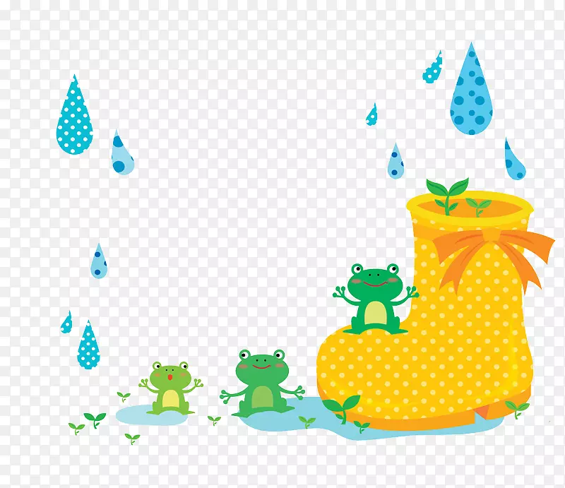 卡通装饰插图可爱下雨天黄色雨鞋