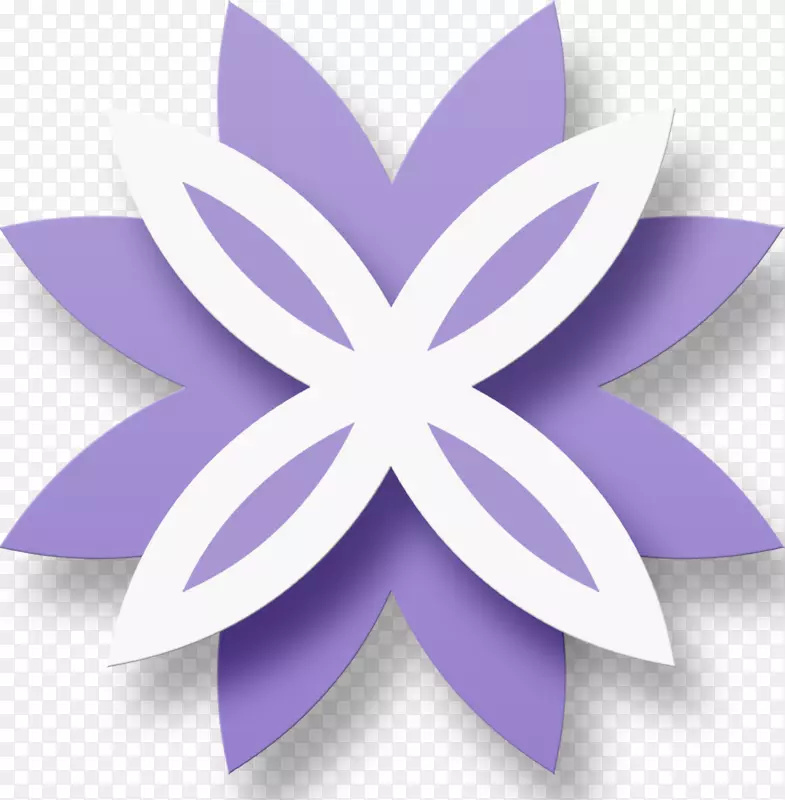 紫色白色传统花朵剪纸图案