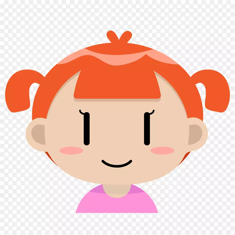 紫橙色卡通女孩头像