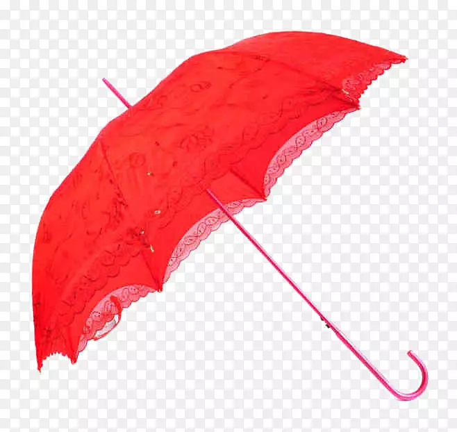 大红色蕾丝防晒伞