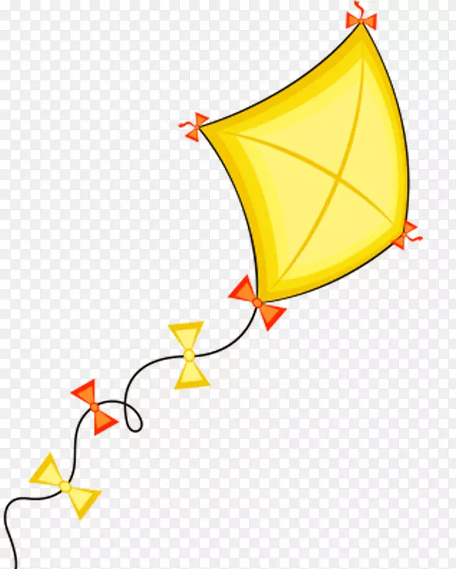 黄色风筝卡通手绘蝴蝶结