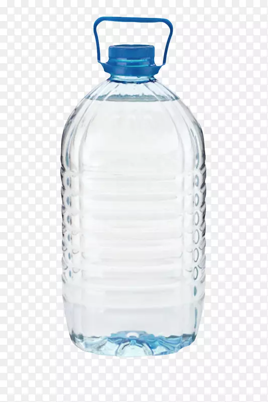 透明解渴蓝色提手的塑料瓶饮用水
