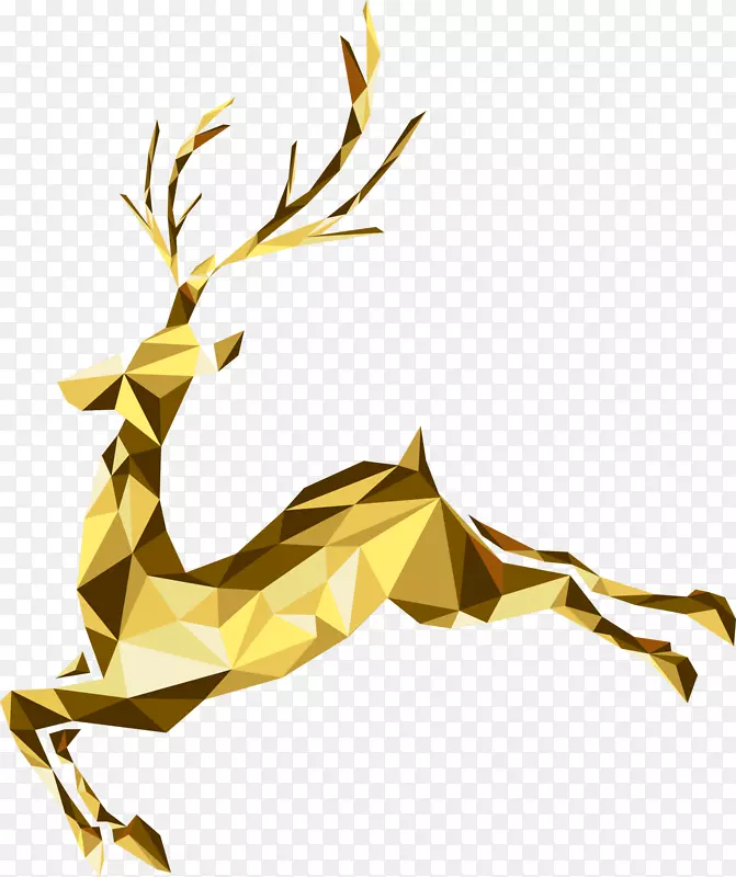 金色圣诞节奔跑驯鹿