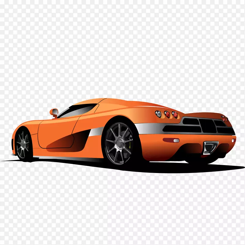 橙色的跑车的背面设计