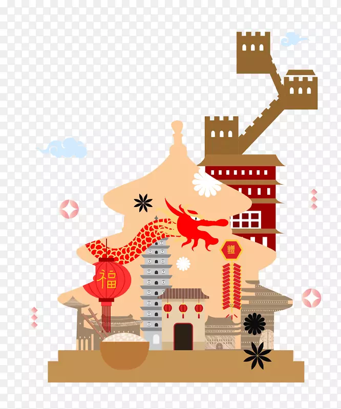 扁平化北京天坛文化装饰背景