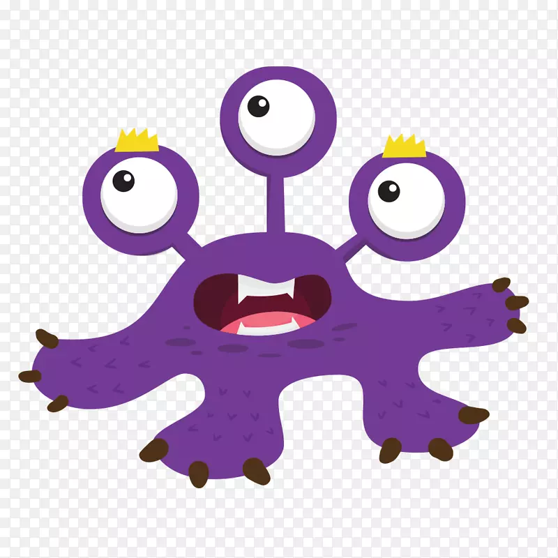 卡通紫色小动物设计素材