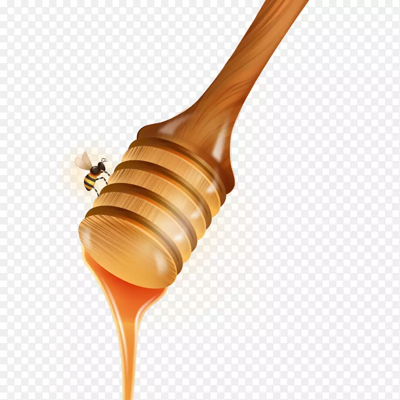 搅蜜棒和蜜蜂矢量素材