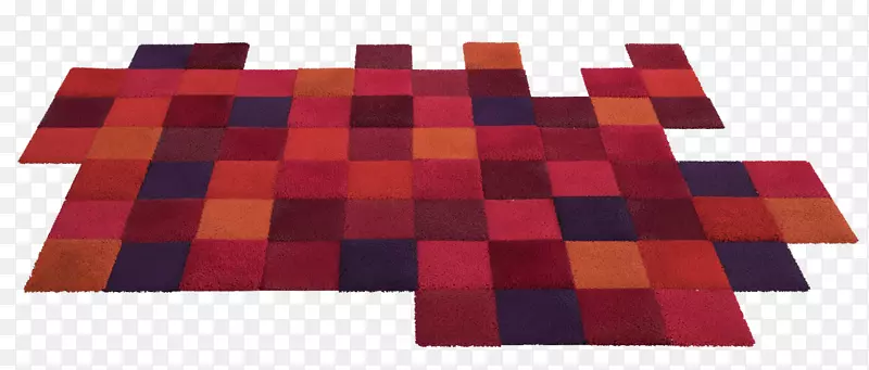红色方格北欧地毯